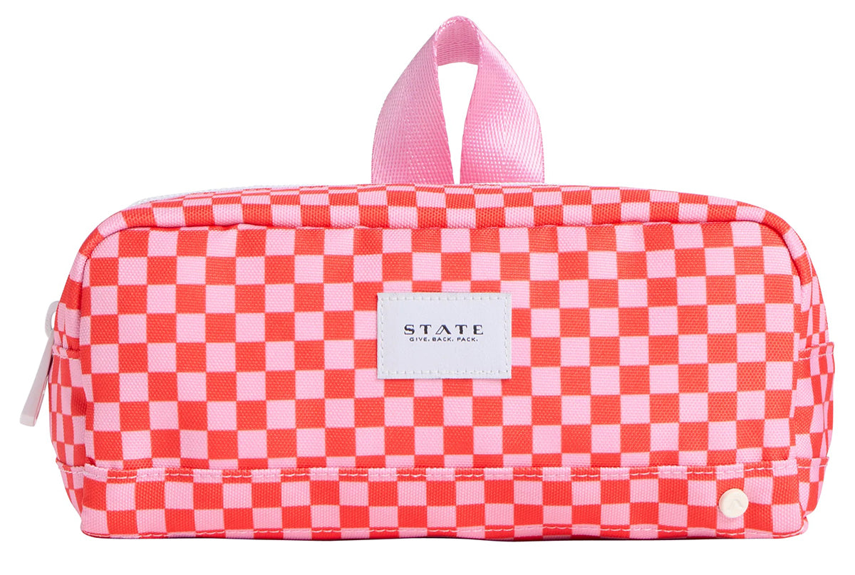 State Bags Clinton Pencil Case - Strawberry Check