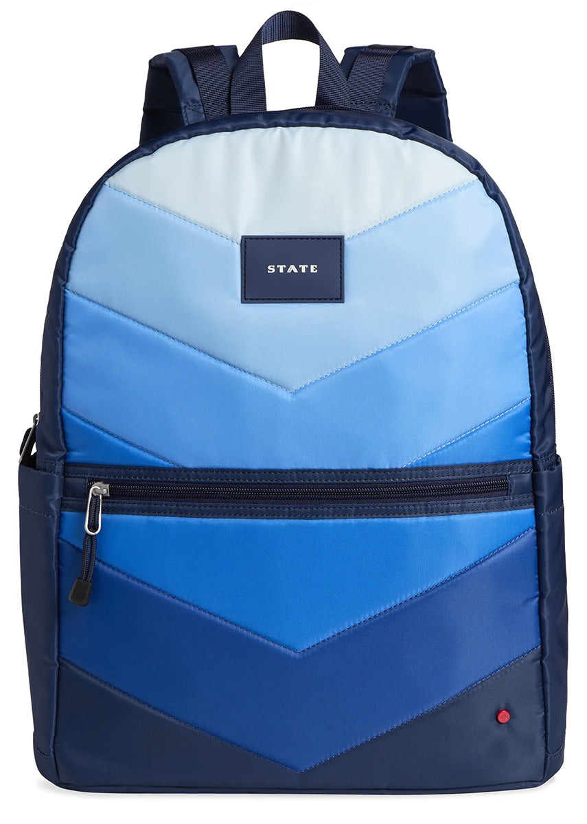 State Bags Kane Kids Large Backpack - Blue Chevron Puffer