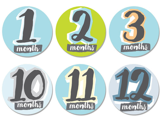 Sticky Bellies Hello, Baby Stickers - Newborn to 12 Months - Boy