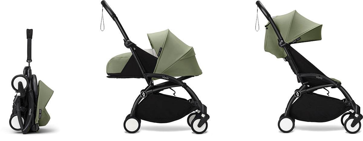 Stokke YOYO3 Ultra Compact Complete 0+/6+ Stroller Bundle - Black / Olive