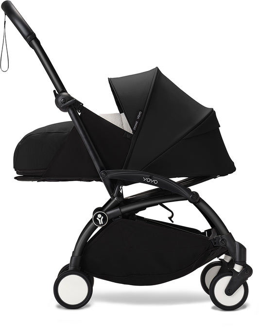 Stokke YOYO3 Ultra Compact Complete 0+/6+ Stroller + Car Seat Adapter (One Box) - Black / Black