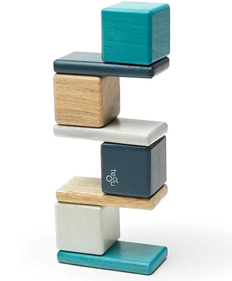 Tegu Pocket Pouch 8 Piece Magnetic Blocks - Blues