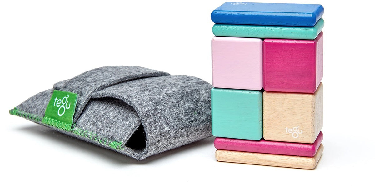 Tegu Pocket Pouch 8 Piece Magnetic Blocks - Blossom