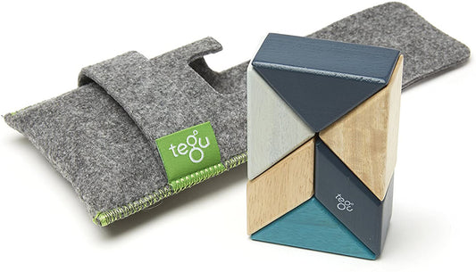 Tegu Pocket Pouch Prism 6 Piece Magnetic Blocks - Blues