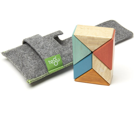 Tegu Pocket Pouch Prism 6 Piece Magnetic Blocks - Sunset