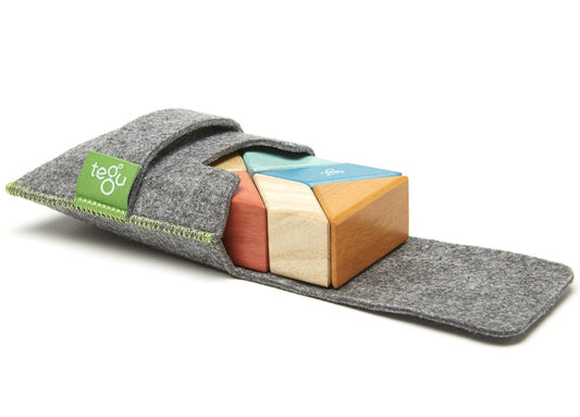 Tegu Pocket Pouch Prism 6 Piece Magnetic Blocks - Sunset