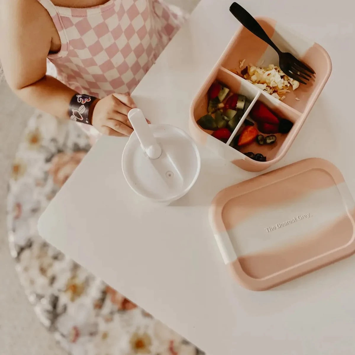 The Dearest Grey Silicone Bento Box - Pink Tie Dye