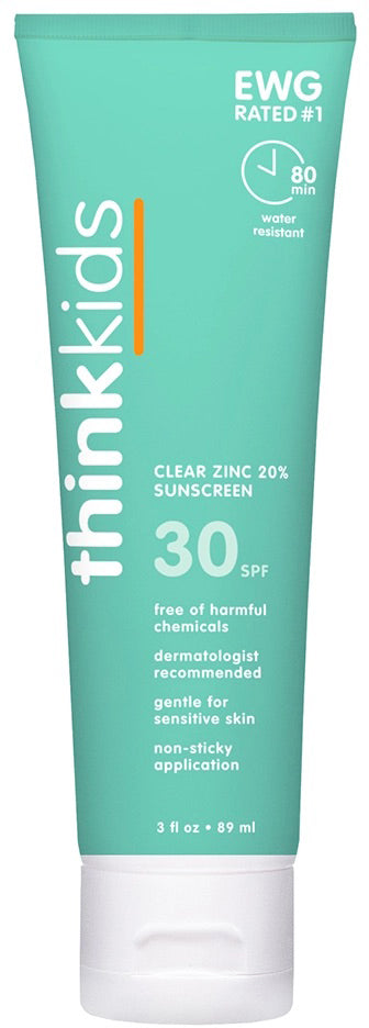 Thinksport Kids Clear Zinc Sunscreen SPF 30, 3oz