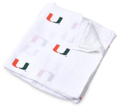 Three Little Anchors College Swaddle Blanket - Miami Hurricanes