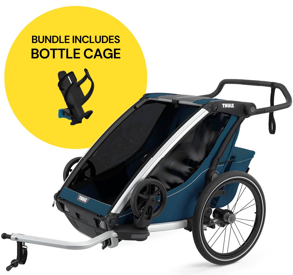 Thule Chariot Cross 2 Multisport Trailer Stroller Summer Bundle - Majolica Blue