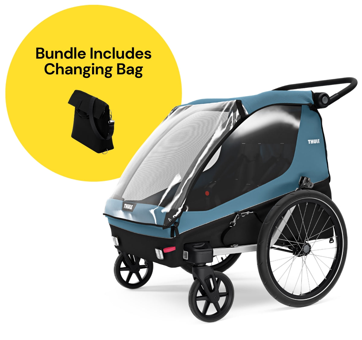 Thule Courier Bicycle Trailer + Stroller Cargo Bundle - Aegean Blue / Black