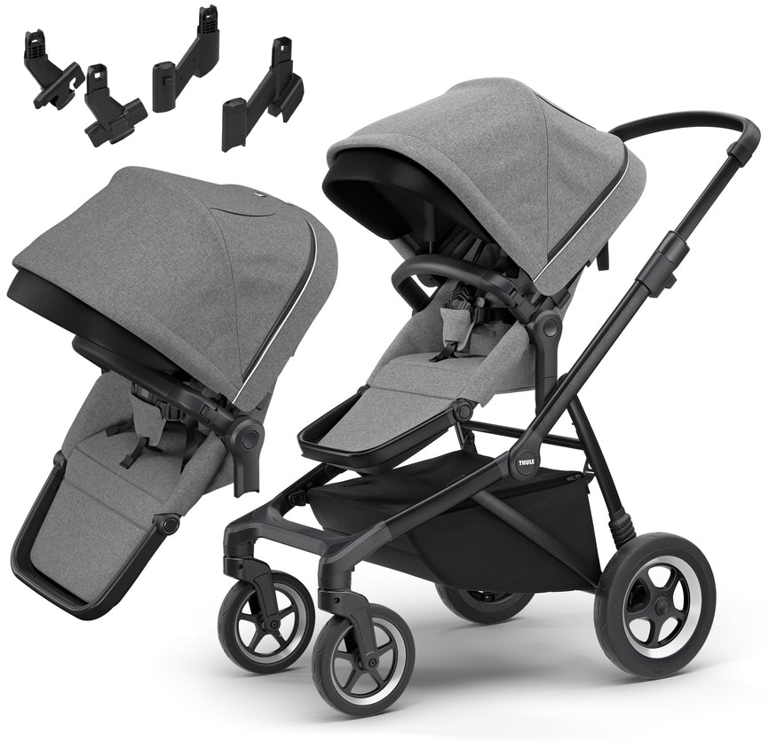 Thule Sleek Double Stroller - Black / Grey Melange