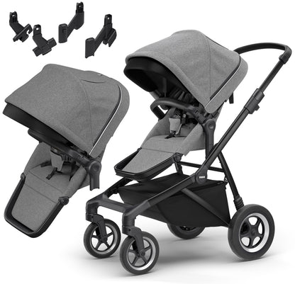 Thule Sleek Double Stroller - Black / Grey Melange