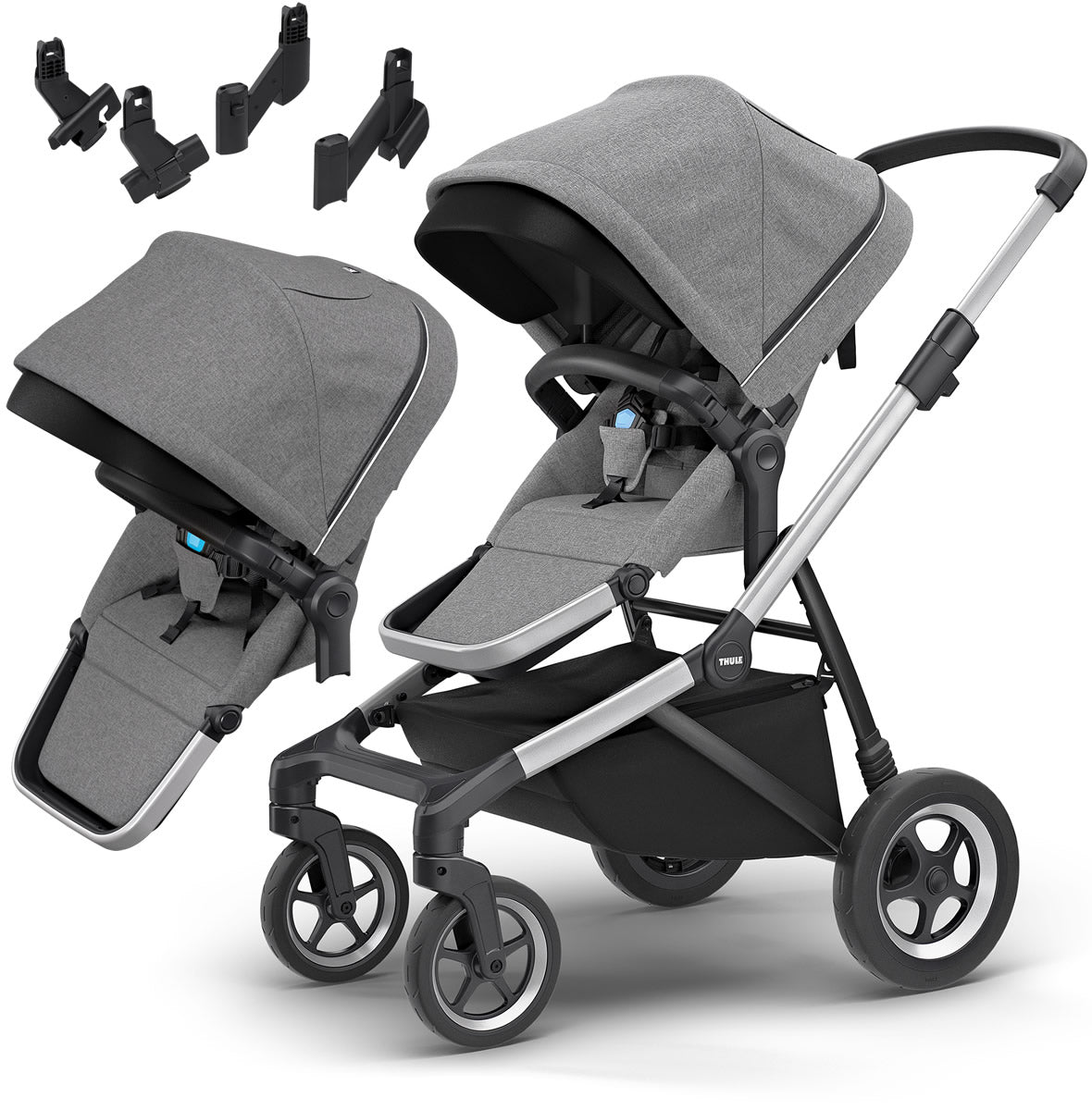 Thule Sleek Double Stroller - Grey Melange