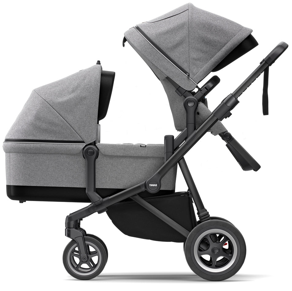 Thule Sleek Single-to-Double Stroller & Bassinet - Black / Grey Melange