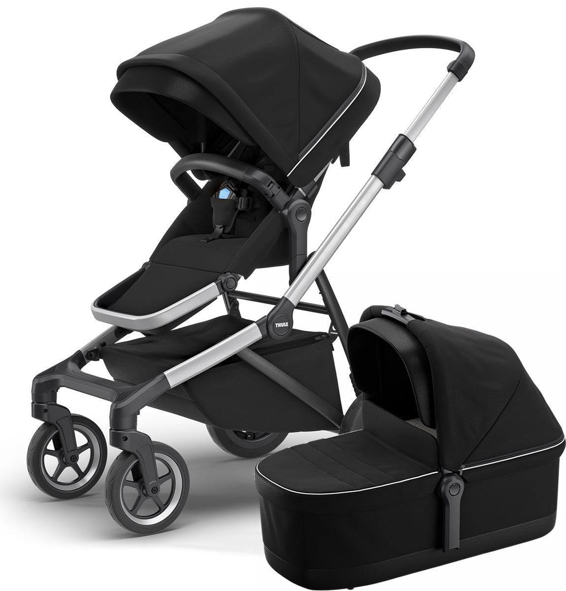 Thule Sleek Single-to-Double Stroller & Bassinet - Midnight Black