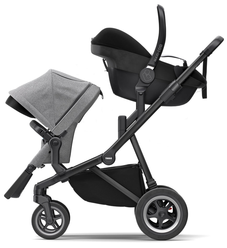 Thule Sleek Single-to-Double Stroller - Black / Grey Melange