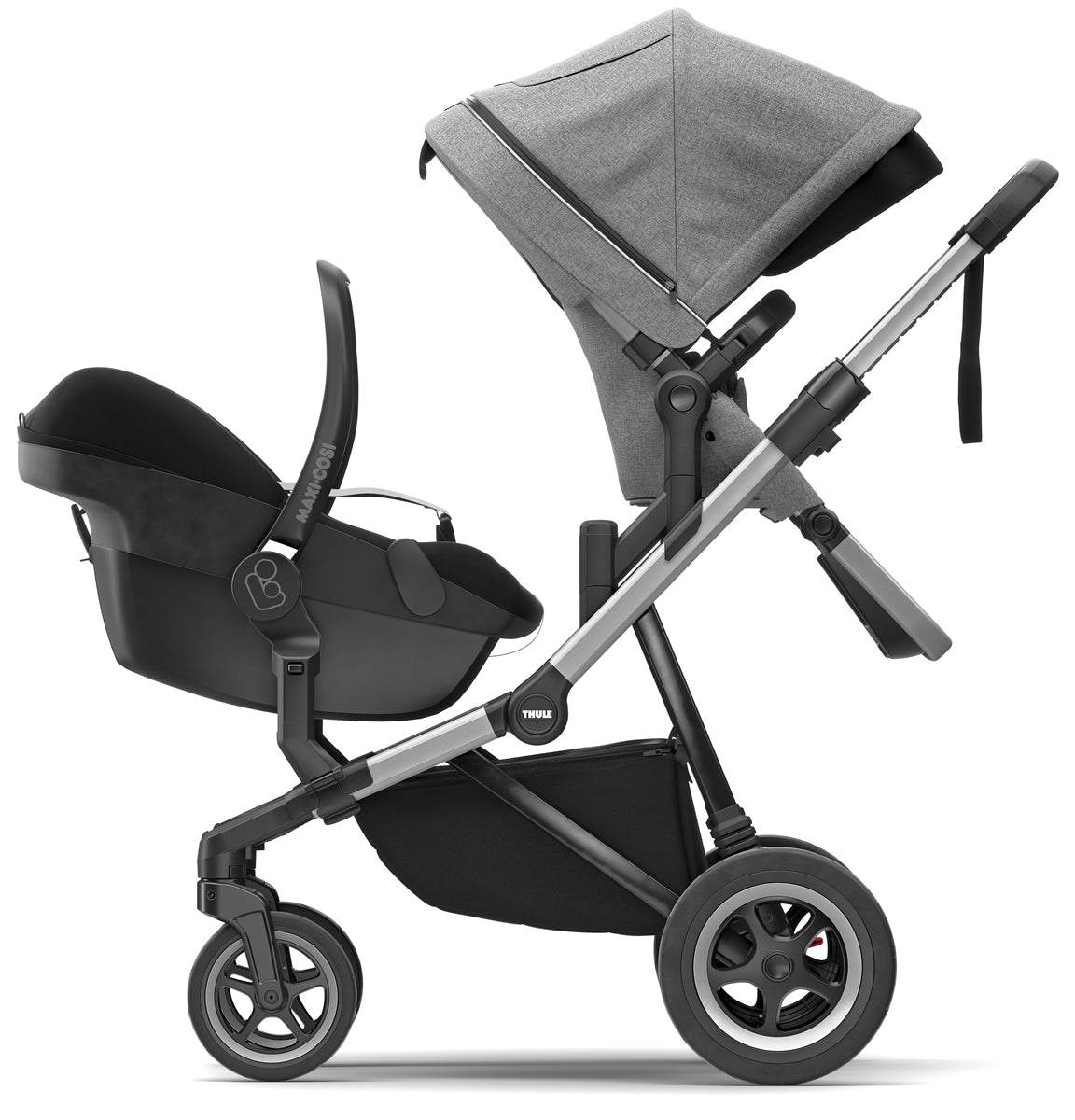 Thule Sleek Single-to-Double Stroller - Grey Melange