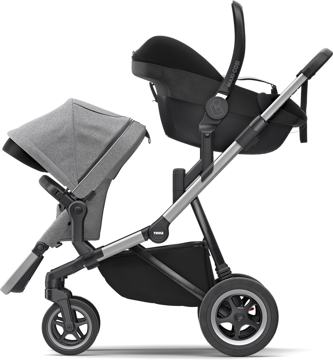 Thule Sleek Single-to-Double Stroller - Grey Melange