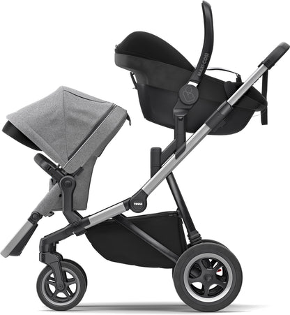 Thule Sleek Single-to-Double Stroller - Grey Melange