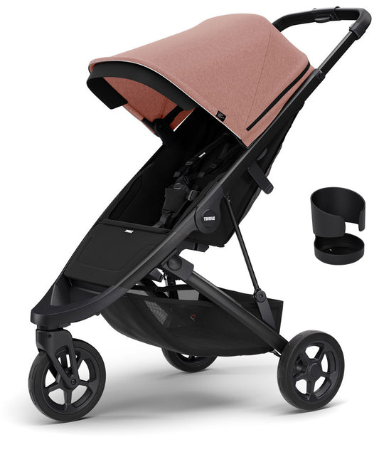 Thule Spring Stroller + Cup Holder Bundle - Misty Rose