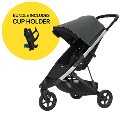 Thule Spring Stroller + Cup Holder Bundle - Shadow Grey