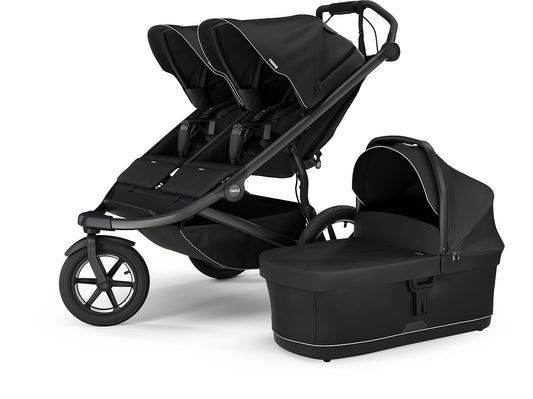 Thule Urban Glide 3 Double Jogging Stroller + Bassinet Bundle - Black