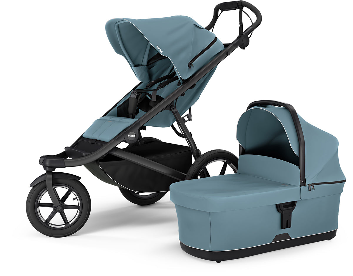 Thule Urban Glide 3 Single Jogging Stroller + Bassinet Bundle - Mid-Blue