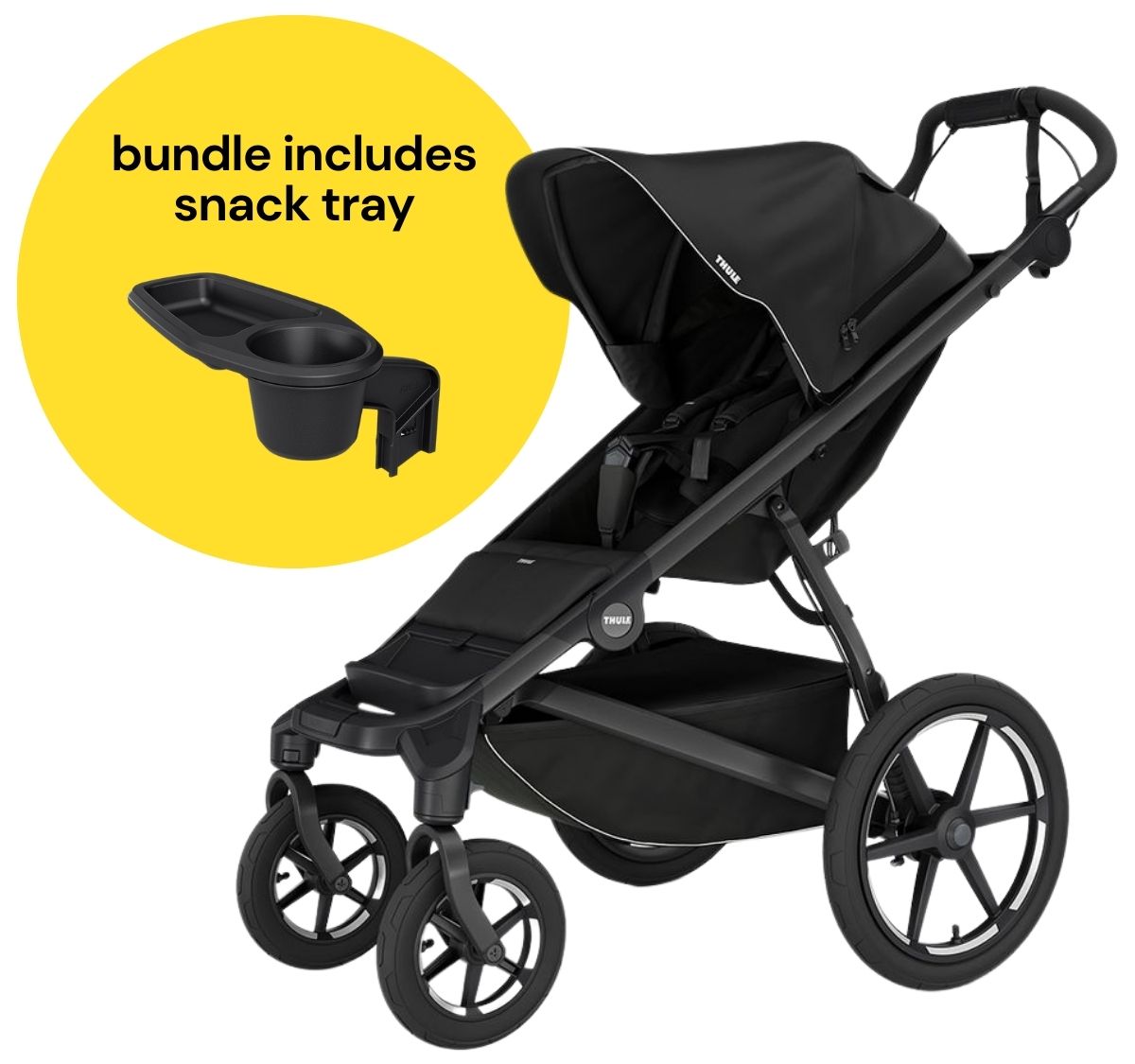 Thule Urban Glide 4-Wheel All-Terrain Stroller + Snack Tray Bundle - Black