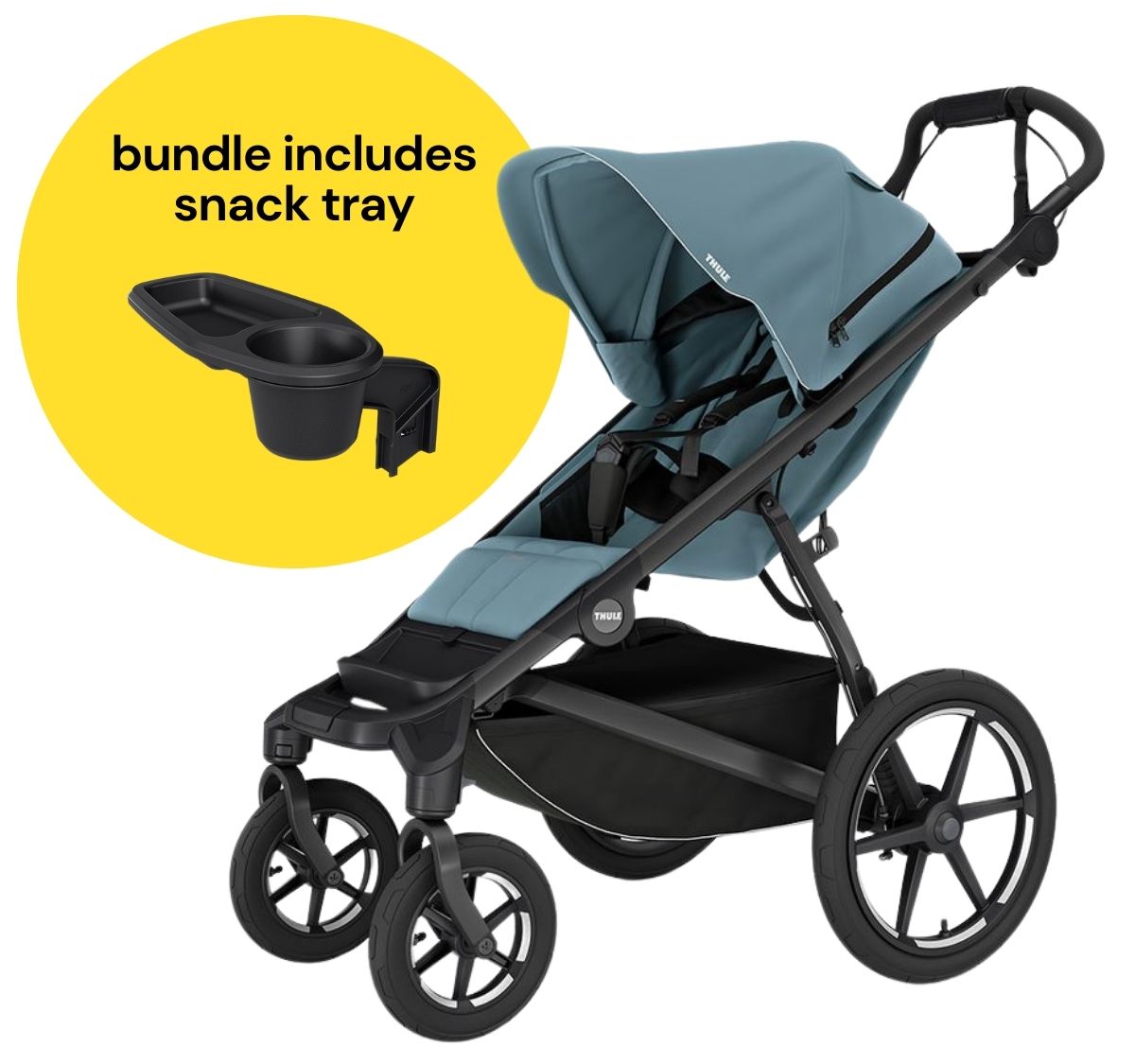 Thule Urban Glide 4-Wheel All-Terrain Stroller + Snack Tray Bundle - Mid-Blue