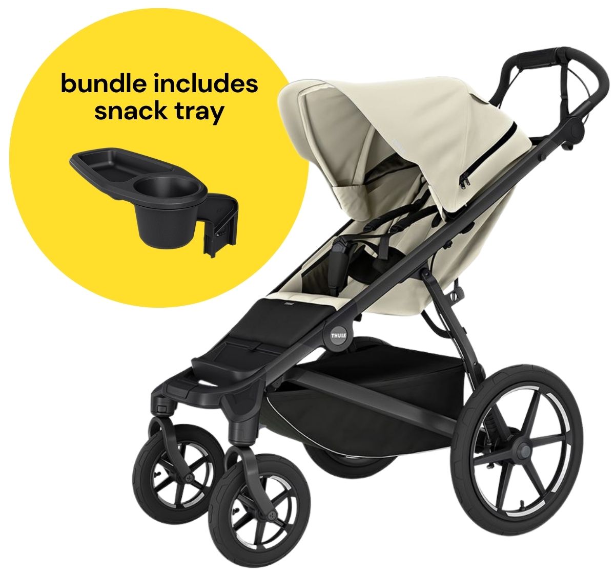 Thule Urban Glide 4-Wheel All-Terrain Stroller + Snack Tray Bundle - Soft Beige