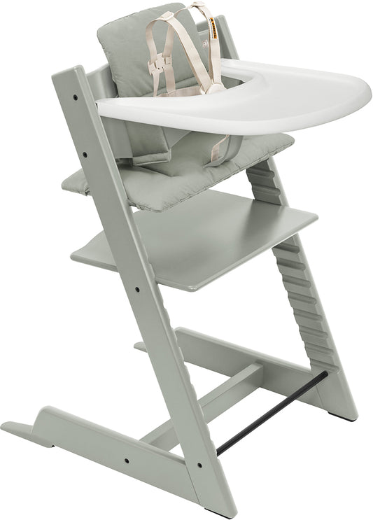 Tripp Trapp High Chair2 and Cushion with Stokke Tray - Glacier Green / Glacier Green