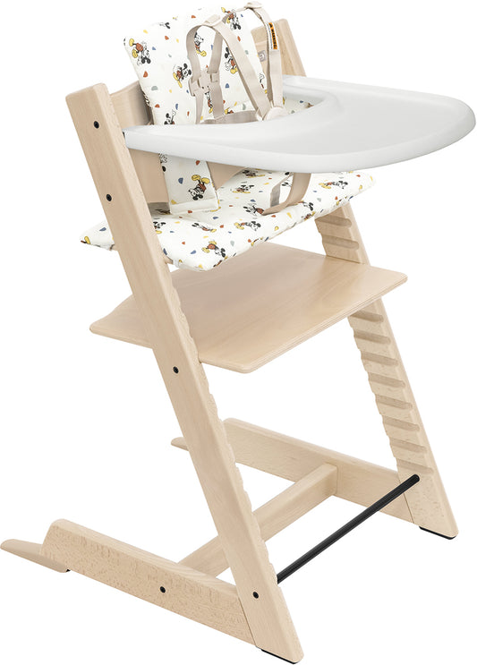 Tripp Trapp High Chair2 and Cushion with Stokke Tray - Natural / Mickey Celebration