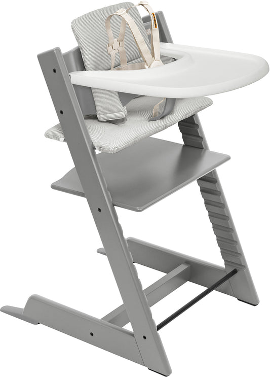 Tripp Trapp High Chair2 and Cushion with Stokke Tray - Storm Grey / Nordic Grey