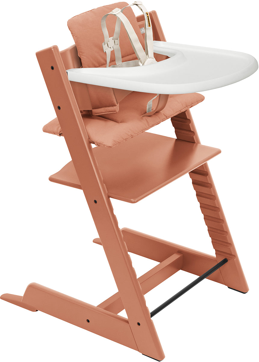 Tripp Trapp High Chair2 and Cushion with Stokke Tray - Terracotta / Terracotta