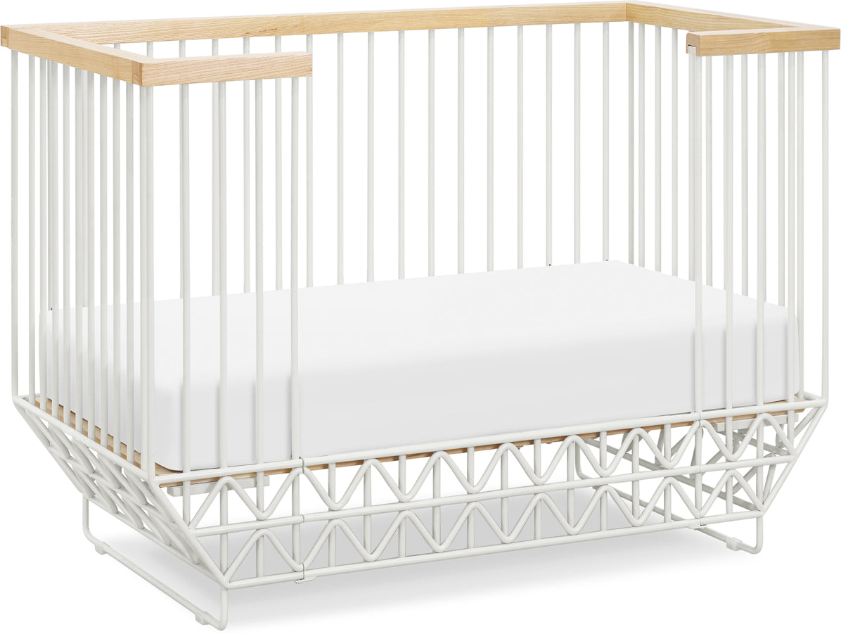 Ubabub Mod 2 in 1 Convertible Crib with Toddler Bed Conversion Kit - Warm White / Natural