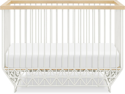 Ubabub Mod 2 in 1 Convertible Crib with Toddler Bed Conversion Kit - Warm White / Natural