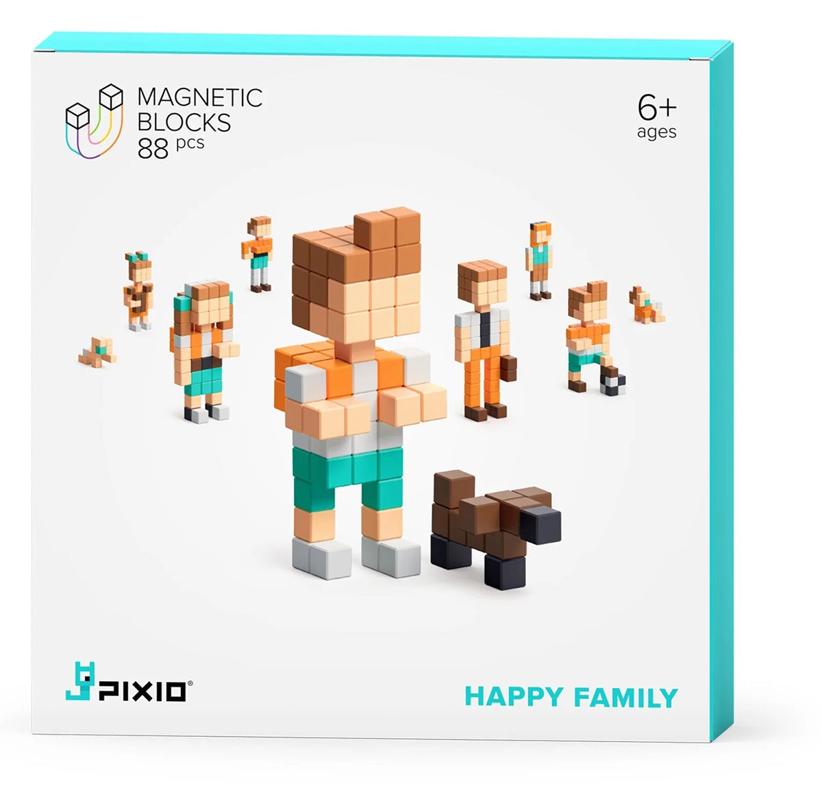 Ukidz PIXIO Happy Family - 88 Magnetic Blocks in 7 Colors