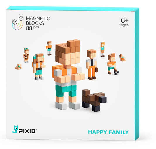 Ukidz PIXIO Happy Family - 88 Magnetic Blocks in 7 Colors