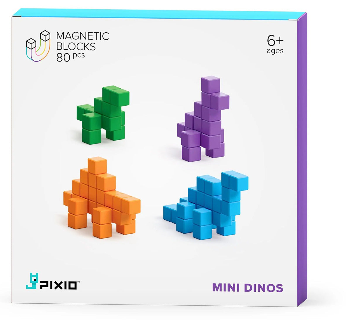 Ukidz PIXIO Mini Dinos - 80 Magnetic Blocks in 4 Colors