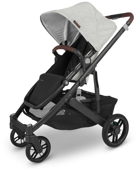 UPPAbaby CRUZ V2 Stroller - Anthony (White and Grey Chenille / Carbon / Chestnut Leather)