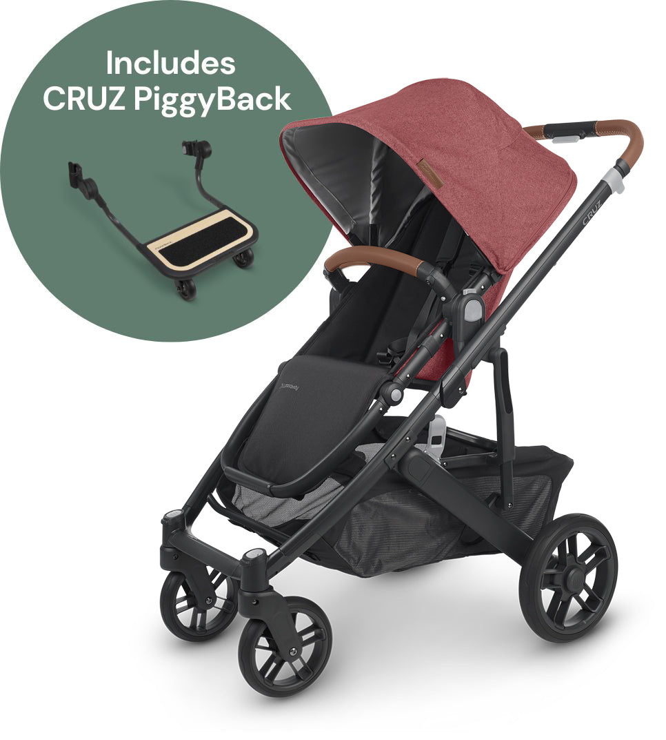 UPPAbaby CRUZ V2 Stroller + PiggyBack Ride-Along Bundle - Lucy