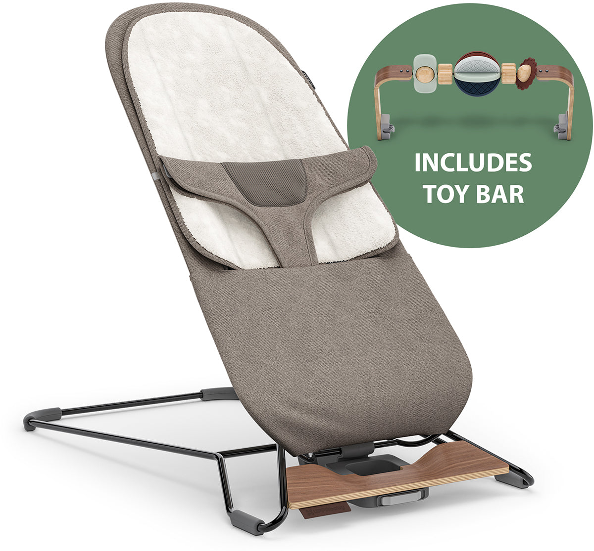 UPPAbaby Mira 2-in-1 Bouncer + Toy Bar Bundle - Wells / Wonder Wheel