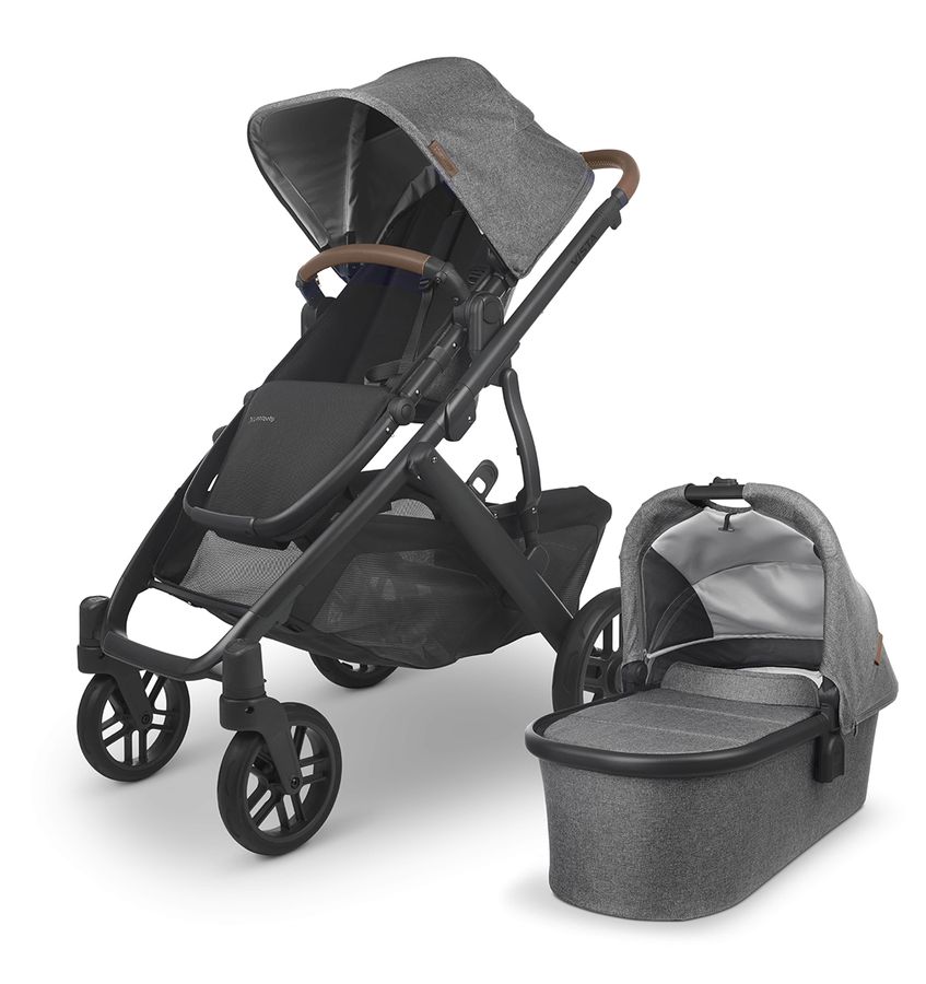 UPPAbaby OPEN BOX Vista V2 Single-to-Double Stroller -  Greyson (Charcoal Melange/Carbon/Saddle Leather)