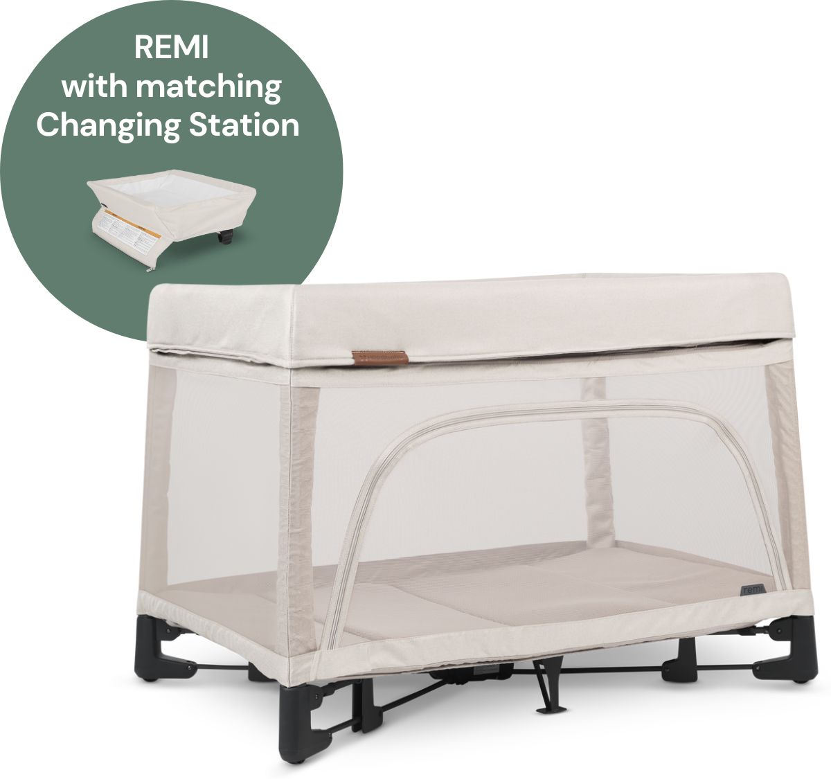 UPPAbaby REMI Playard + Changing Station Bundle - Charlie (Sand Melange)