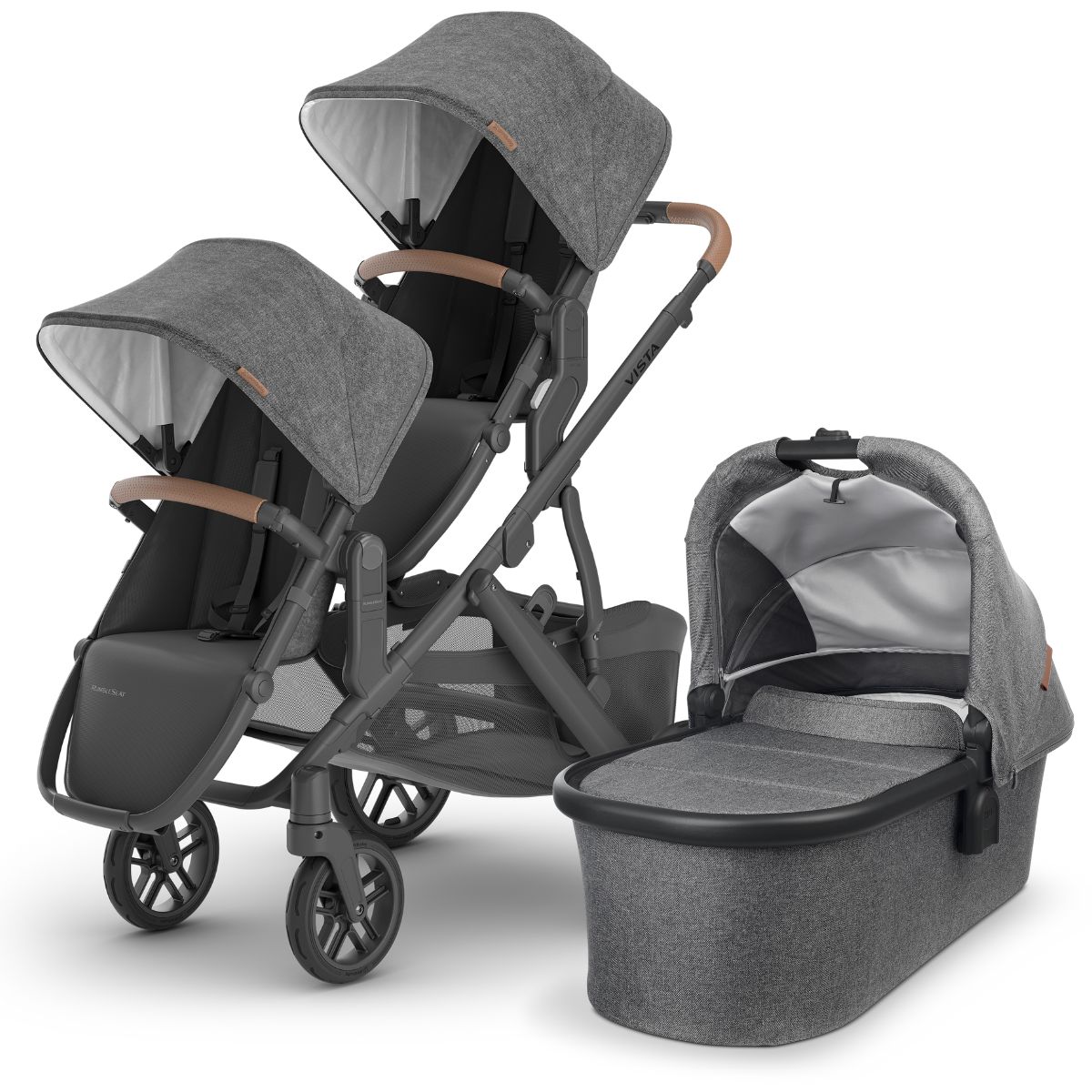 UPPAbaby VISTA V2 Double Stroller Bundle with Rumble Seat V2+ - Greyson