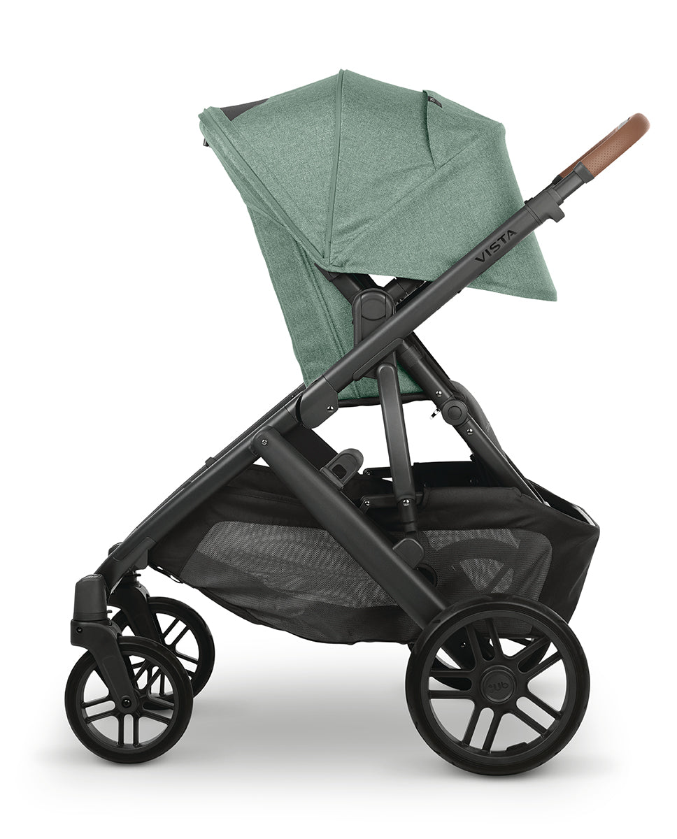 UPPAbaby VISTA V2 Single-to-Double Stroller - Gwen (Green Melange / Carbon / Saddle Leather)