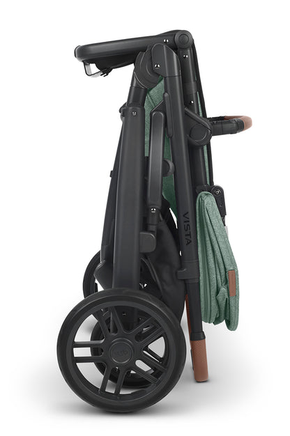 UPPAbaby VISTA V2 Single-to-Double Stroller - Gwen (Green Melange / Carbon / Saddle Leather)