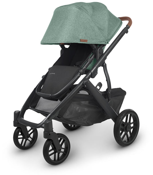 UPPAbaby VISTA V2 Single-to-Double Stroller - Gwen (Green Melange / Carbon / Saddle Leather)