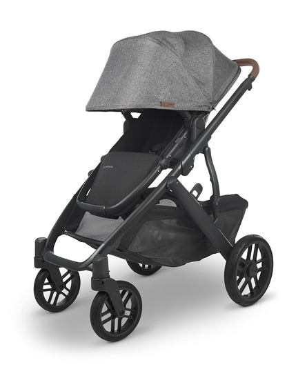 UPPAbaby Vista V2 Single-to-Double Stroller -  Greyson (Charcoal Melange/Carbon/Saddle Leather)